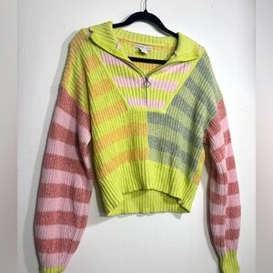Sincerely Jules Colorful Striped Cowl Neck Sweater